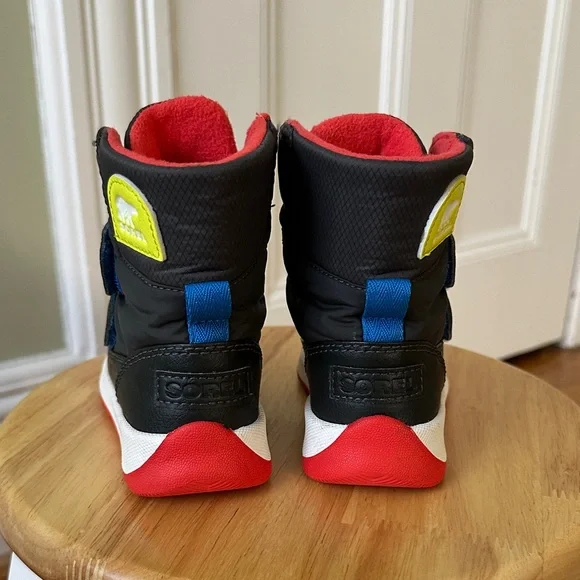 Sorel waterproof Whitney Kids' Black and Red Boots with Yellow Accent - Picture 3 of 5